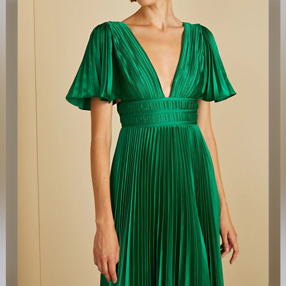 Amur Jupiter Pleated Shirt Sleeve Slit Gown NWT Size 2 - Picture 4 of 7
